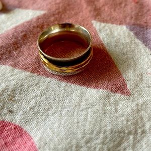 Silver and gold spinner anxiety ring